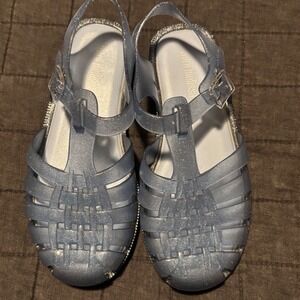 Mini Melissa Glitter Jelly Fisherman Sandals Blue Kids Size 7 Toddler